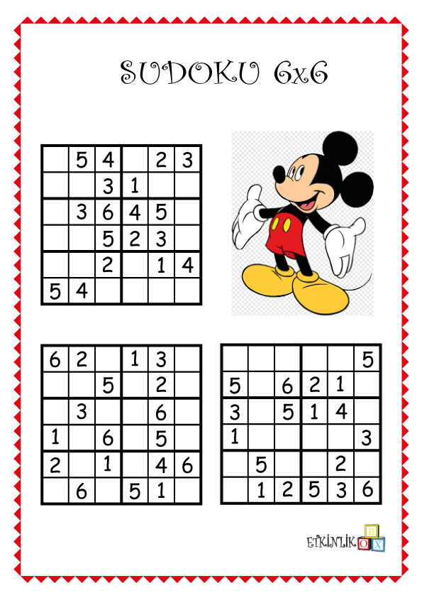 6x6 Mickey Sudoku -1-