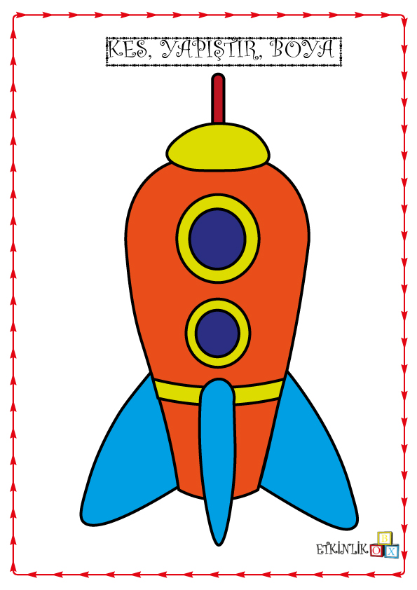 Roket -4- Kes Yapıştır Boya örnek