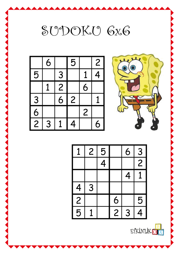 6x6 Sünger Bob Sudoku -2-