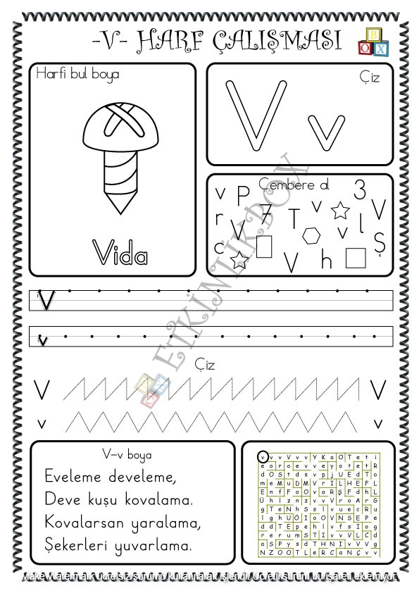 V Harf Çalışması