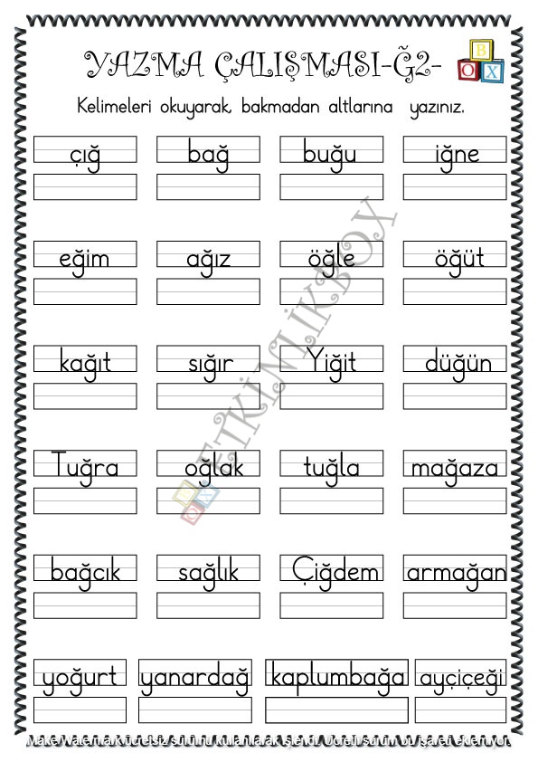 Yazma Çalışması Ğ2