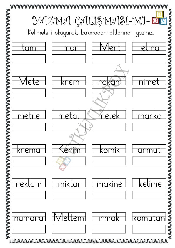 Yazma Çalışması M1