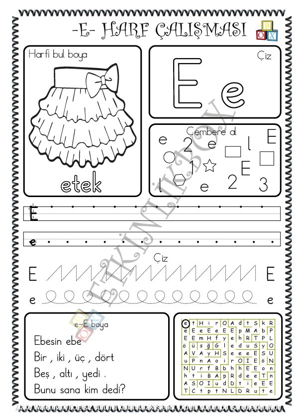 E Harf Çalışması