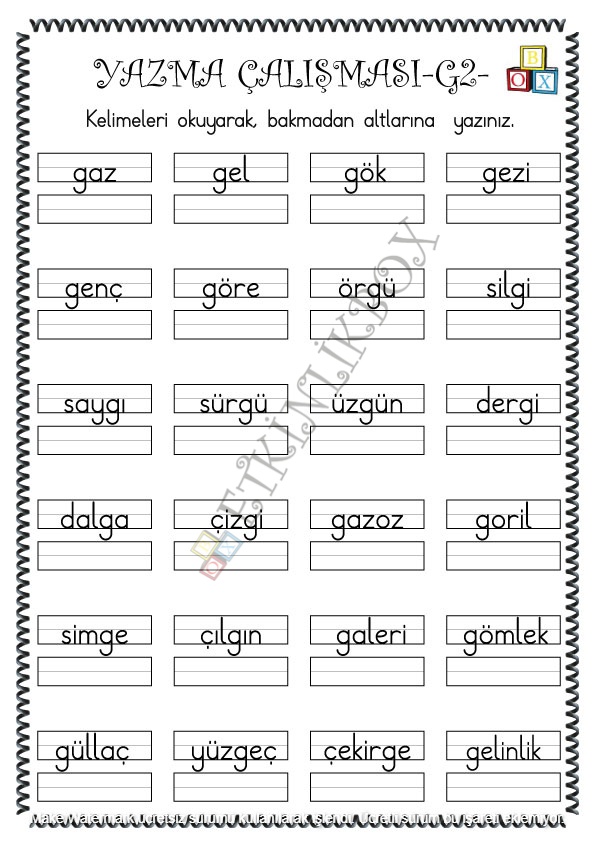 Yazma Çalışması G2