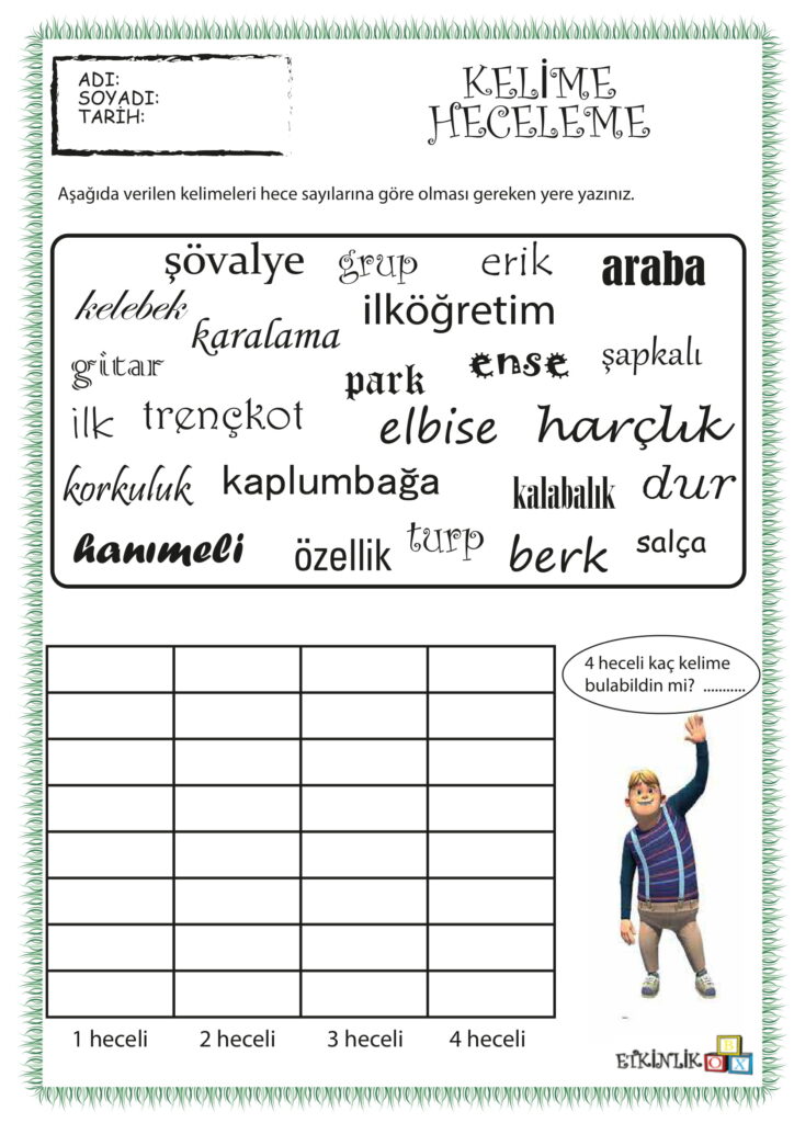 kelime heceleme