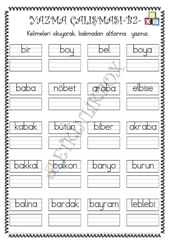 Yazma Çalışması B2f