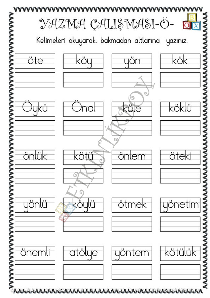 Yazma Çalışması Öf