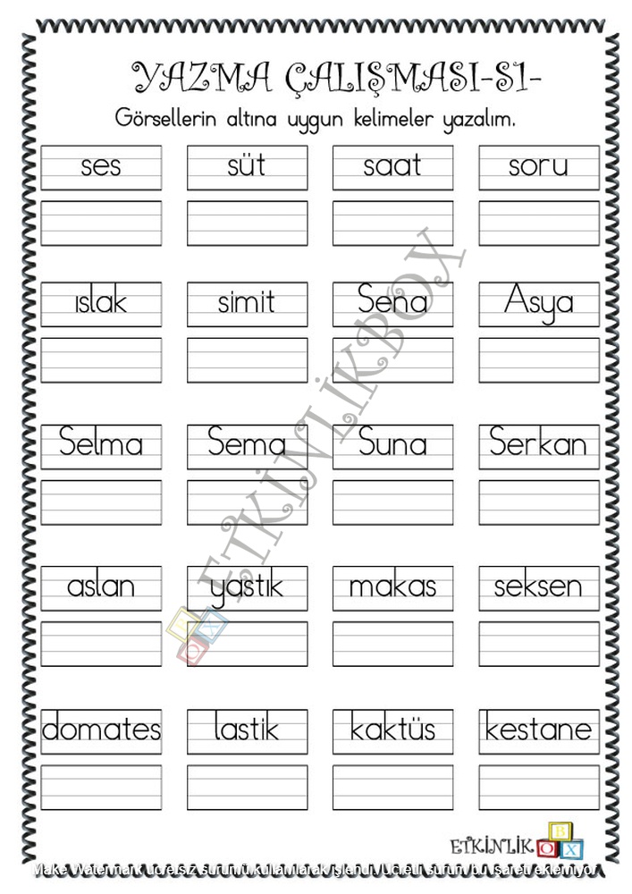 Yazma Çalışması S1f
